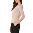 thumbnail image 4 of INSPIRE CHIC Blouse en Tricot Extensible à Encolure Bateau pour Femme à Manches 3/4 pour le Travail, 4 of 5