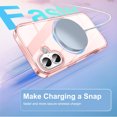 thumbnail image 2 of for iPhone 16 Plus Case Magnetic, [Compatible with Magsafe] Built-in Screen Protector Shockproof Dustproof Crystal Clear Anti-Scratch Folio Flip Phone Case for iPhone 16 Plus, Pink, 2 of 6
