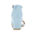 thumbnail image 2 of BLISSFUL STEP Women's Open Toe Cross Strap Mid Block Heel Sandals Blue 7, 2 of 8