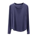 thumbnail image 1 of Haut de Pyjama Modal pour Femmes Été 2025 Col Rond T-Shirts Manches Longues Coupe Décontractée Vêtements de Nuit Confortables Chemise de Nuit Texturée Ultra Douce, 1 of 4