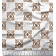 thumbnail image 1 of Soimoi Brown Rayon Crepe Fabric Geometric & Floral Block Decor Fabric Printed Yard 46 Inch Wide, 1 of 3