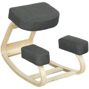 HOMCOM Ergonomic Kneeling Chair, Wood Kneel Stool, Dark Grey