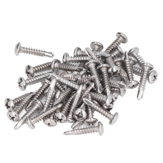 FLAMEEN 100Pcs Self Drilling Screw Stainless Steel Round Head M4.2x19 Fastener Accessory Set Kit,Self Drilling Screw,Screw Hardware