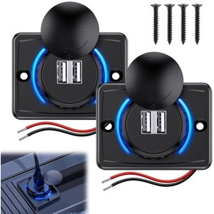 2 Chargeur de voiture Pcs 31 Une double USB Chargeur de voiture Port rechargeur allume-cigare allume-vitrine Adaptateur de charge rapide Téléphone de voiture USB Socket pour 12 V/24 V Voitures Motorhome bateau de moto