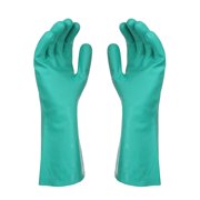 14.6" Length Non-Slip Nitrile Chemical Resistant Gloves, Multi-Use Reusable Heavy Duty Safety Work Gloves, Acid, Alkali, Solvent and Oil Protection, Latex Rubber Free