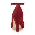 thumbnail image 2 of BLISSFUL STEP Chaussures pour Femmes Bout Rond Talon Aiguille Bride à la Cheville Escarpins Rouges 9,5, 2 of 7