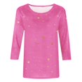 thumbnail image 4 of AherBiu T-Shirts pour Femmes à Manches 3/4, Coupe Ample, Col Ras du Cou Décontracté, Imprimé Graphique, Automne, T-Shirts Confortables, 4 of 5
