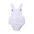 thumbnail image 1 of Infant Baby Cotton Romper Sleeveless Sling Solid Color Jumpsuit White 18-24 Months, 1 of 5