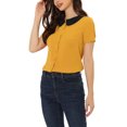 thumbnail image 4 of INSPIRE CHIC Blouse Chemise à Manches Courtes pour Femme de Bureau Travail Col Peter Pan Contrastant S Jaune, 4 of 6