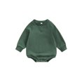thumbnail image 1 of Faithtur Bébé Filles Garçons Sweat-Shirts Couleur Unie Manches Longues Col Rond Combinaisons Automne Hiver Bébé Bodys, 1 of 9