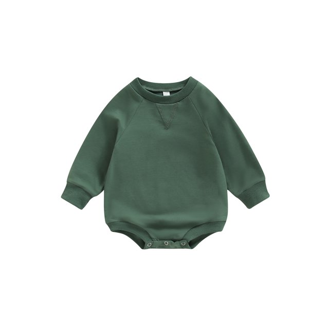 Faithtur Bébé Filles Garçons Sweat-Shirts Couleur Unie Manches Longues Col Rond Combinaisons Automne Hiver Bébé Bodys