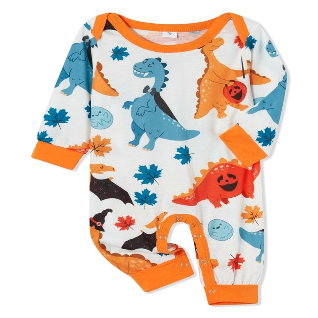 Halloween Pajamas Matching Sleepwear Classic Letter Print Long Sleeve Raglan Tops + Pants Set