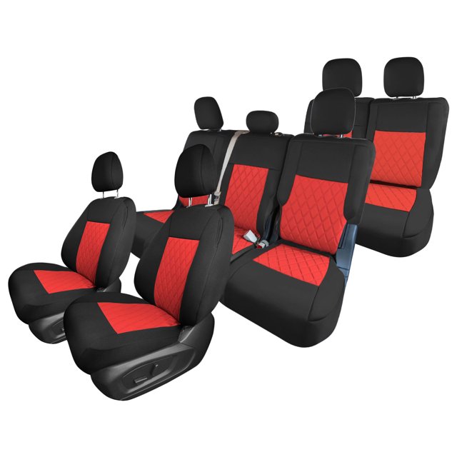 For 2020-2024 Ford Explorer Base FH Group Neoprene Custom Fit Car Seat Covers Water Resistant - Full Set Red