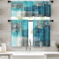 thumbnail image 1 of Turquoise Kitchen Curtains Teal Grey Window Curtains Valance and Tier Set, Modern Rod Pocket Short Tier Curtain, Abstract Art Small Cafe Curtains for Kitchen Decor 52" x 24", 1 of 1