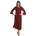 thumbnail image 4 of Moomaya Solid Rayon Kurta For Women bell Sleeve Drawstring Neck Long Ethnic Kurti, 4 of 7