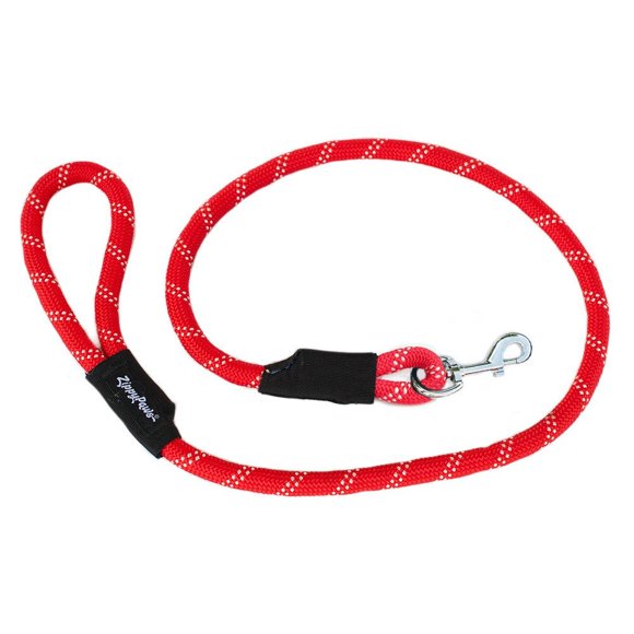 ZippyPaws Climbers Rope Heavy Duty Dog Leash - Thick Leashes for Large Breed Dogs Durable 2/3'' Climbing Rope 6 Feet Long Comfortable Woven Design Tested Strength Over 3000 lbs - Red