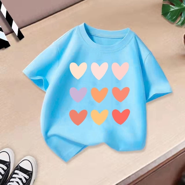 T-shirts et Chemises pour Filles Titre de Produit Enfants Filles Mignon Imprimé Graphique Col Rond Manches Courtes T-Shirt pour l'Été Tenue Décontractée
