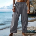 thumbnail image 2 of WRKEKC Casual Pants for Men Casual Pocket Drawstring Solid Color Elastic Waist Side Drawstring Cropped Pants for Daily Casual Outings Lounge Comfortable Wear, 2 of 5