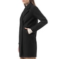 thumbnail image 4 of INSPIRE CHIC Women's Double Breasted Lapel Raglan Long Sleeve Mid Length Overcoat S Black, 4 of 8