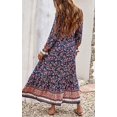 thumbnail image 2 of Robe Maxi à Manches Longues pour Femmes - Col en V, Décontractée, Boutonnée, Bohème, à Imprimé Floral, Automne, Longues Robes, 2 of 6