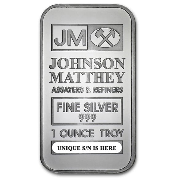 Refurbished Johnson Matthey Assayers & Refiners 1 oz .999 Fine Silver Bar