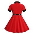 thumbnail image 5 of TopLLC Robe à Manches Courtes Col Rond Robe d'Été Rétro à Taille Nouée avec Boutons Robe Fille, 5 of 5