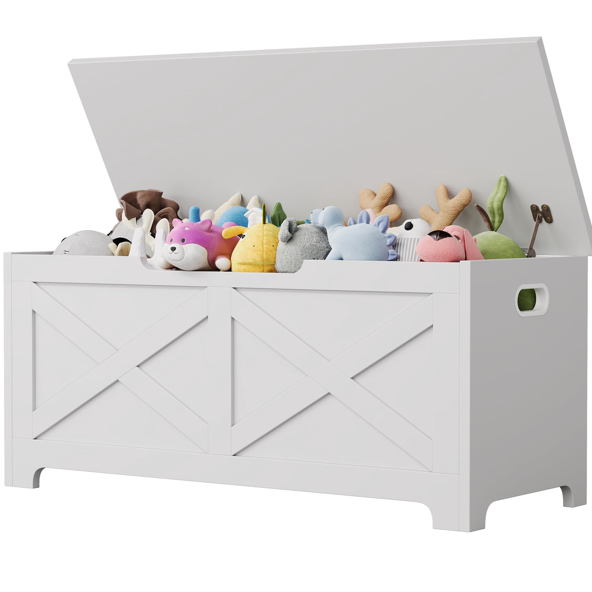39.4" Storage Chest, Wooden Storage Bench with Safety Hinges, Easy Assembly, Large Toy Chest for Entryway, Living Room, Bedroom