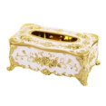 thumbnail image 1 of veasfak Creative Ornate Tissue Box Cover Square Paper Bedroom Case Home Holder White Golden, 1 of 3