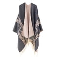 thumbnail image 1 of WJSX Liquidation d'Économies d'Hiver! Châle Uni pour Femmes Col Chaud à Franges Cape Tricotée Unie Châle et Étoles Bleu Marine, 1 of 1