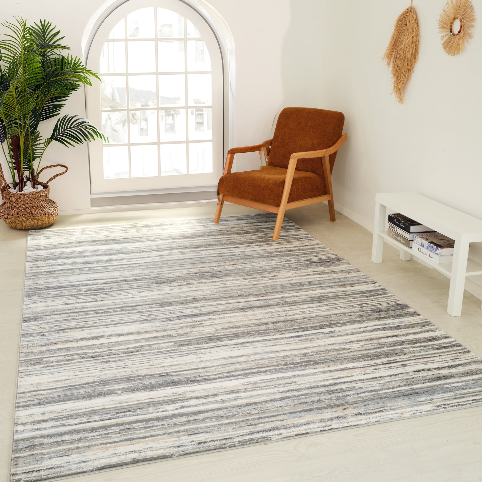 Tapis d'interieur Rug Branch Atlas Lines, bleu gris, abstrait - Salon, chambre, salle a manger et cuisine