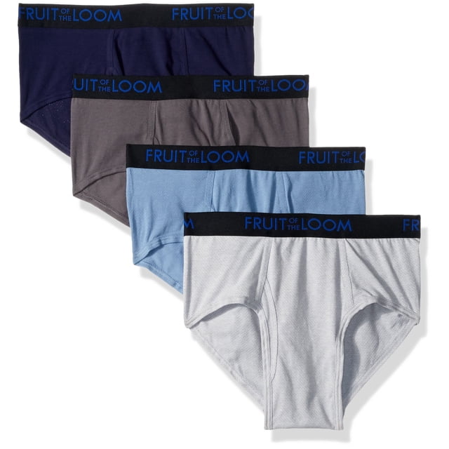 Fruit of the Loom Men's 4pk Breathable Cotton Micro-mesh Briefs, Assorted, Large