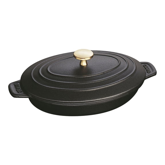 STAUB Spécialités Plat de Four Ovale en Fonte 1 L avec Couvercle, Noir