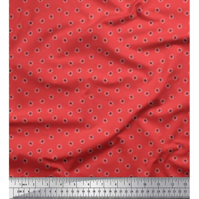 Soimoi Poly Georgette Fabric Cosmos Floral Print Fabric by the Yard 42 Inch Wide