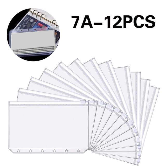 A7 Binder Pockets Plastic Binder Zip Document Holders Waterproof for Office School