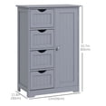 thumbnail image 3 of kleankin Armoire de Rangement de Salle de Bain avec 4 Tiroirs et Tablette Ajustable, Gris, 3 of 10