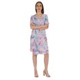 thumbnail image 2 of Moomaya Robe Midi en Jersey de Coton Imprimé pour Femmes, Col en V, Été, Manches Courtes, Longueur Genou, 2 of 4