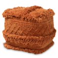 thumbnail image 1 of Baxton Studio Curlew Pouf Ottoman en Coton Tissé à la Main Orange, 1 of 6