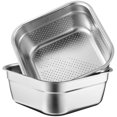 thumbnail image 2 of Stainless Steel Square Colander and Basin Set – Multi-Functional Kitchen Dish Tub for Sink, Kitchen Basket with Uniform Drainage Holes for Efficient Rinsing, Ideal for Food Prep and Storage, 2 of 6