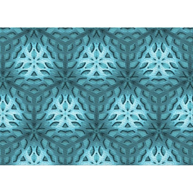 Ahgly Company Machine Washable Indoor Rectangle Transitional Teal Green Area Rugs, 5' x 8'