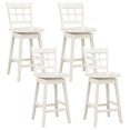 thumbnail image 1 of Gymax 4PCS 24.5 Inch Counter Height Bar Chairs Swivel Bar Stools w/ Hollow Backrest White, 1 of 8