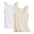 thumbnail image 1 of Miqool Lot de 2 Débardeurs pour Femmes Grande Taille en Soie Glacée Rafraîchissante Sans Coutures sous-Vêtement Col Ras du Cou Sans Manches Hauts de Pyjama, 1 of 2