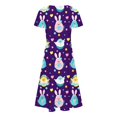 thumbnail image 5 of TJAZFJPA Robe de Fiançailles pour Femme Printemps/été Mode et Tempérament Élégant Thème Coloré Oeuf de Pâques Lapin Imprimé Col Rond Manches Courtes Robe Décontractée Longue Robe7, 5 of 5