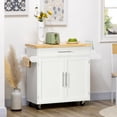 thumbnail image 2 of HOMCOM Îlot de Cuisine avec Rangement, Chariot Roulant, Blanc, 2 of 10