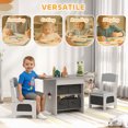 thumbnail image 4 of Qaba 3 Piece Kids Table and Chair Set with 6 Removable Drawers, Light Grey, 4 of 10