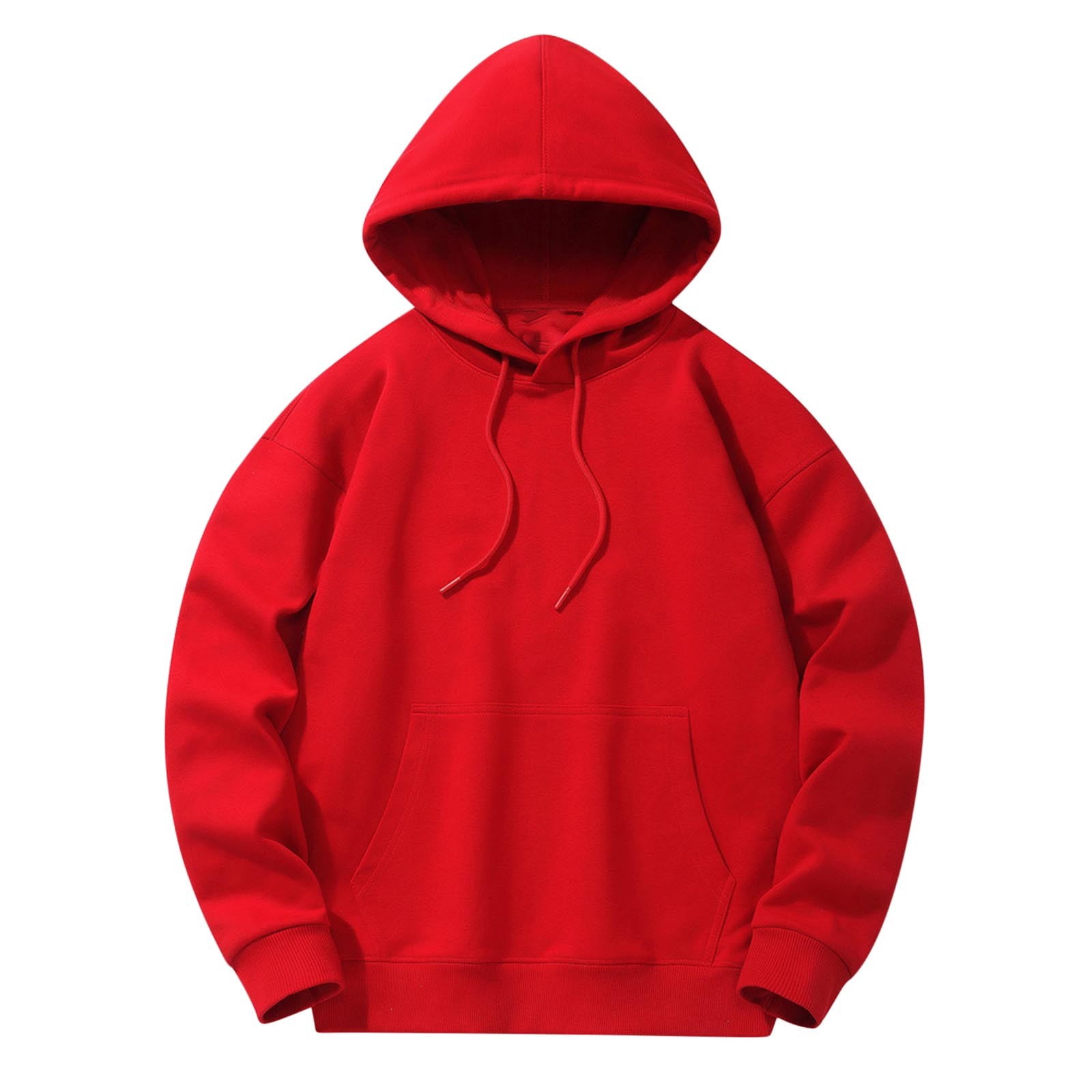 Yuyuzo Mens Hoodies Solid Color Long Sleeve Fashion Pullover Tops Drawstring Sweatshirt with Pocket