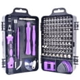 thumbnail image 1 of 115-in-1 Magnetic Screwdriver Set, Professional Repair Kit with 98 Bits for Electronics, Complete Hardware Tool Set for Phone Laptop PC Game Console Watch Glasses, Purple, 1 of 1