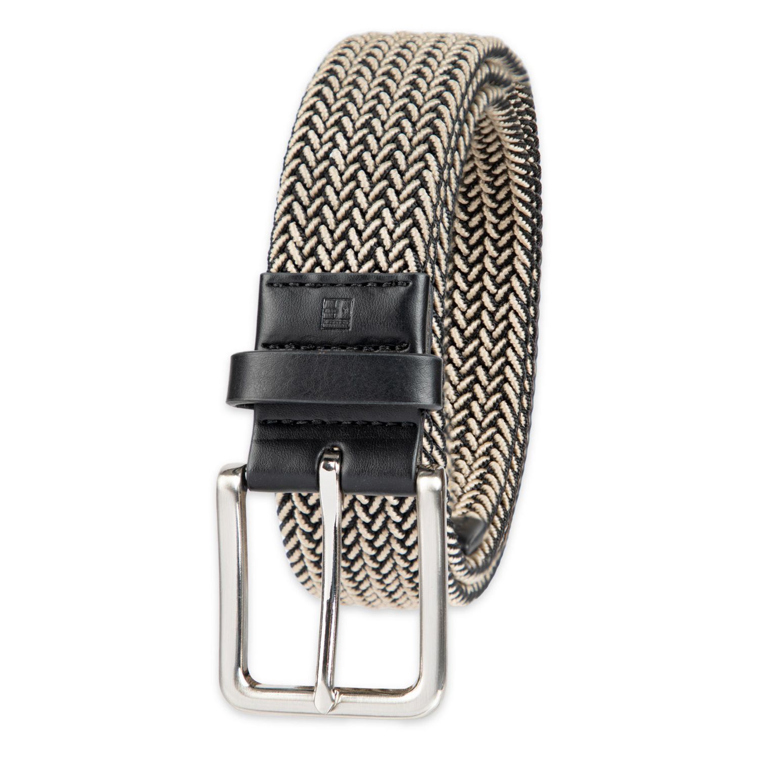 Tailored Flex by Haggar Men's 35mm Stretch Fabric Braid w/ Faux Leather Trim Belt