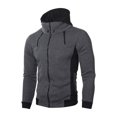 thumbnail image 2 of RXIRUCGD Veste Décontractée à Capuche à Manches Longues avec Poche Zippée pour Hommes, Gris Foncé, Taille : L, 2 of 5