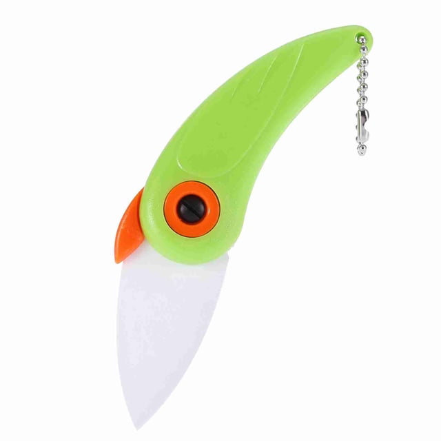 Mini Bird Kitchen Fruits Vegetable Ceramic Folding Pocket Knife Cutting Tools (Green)