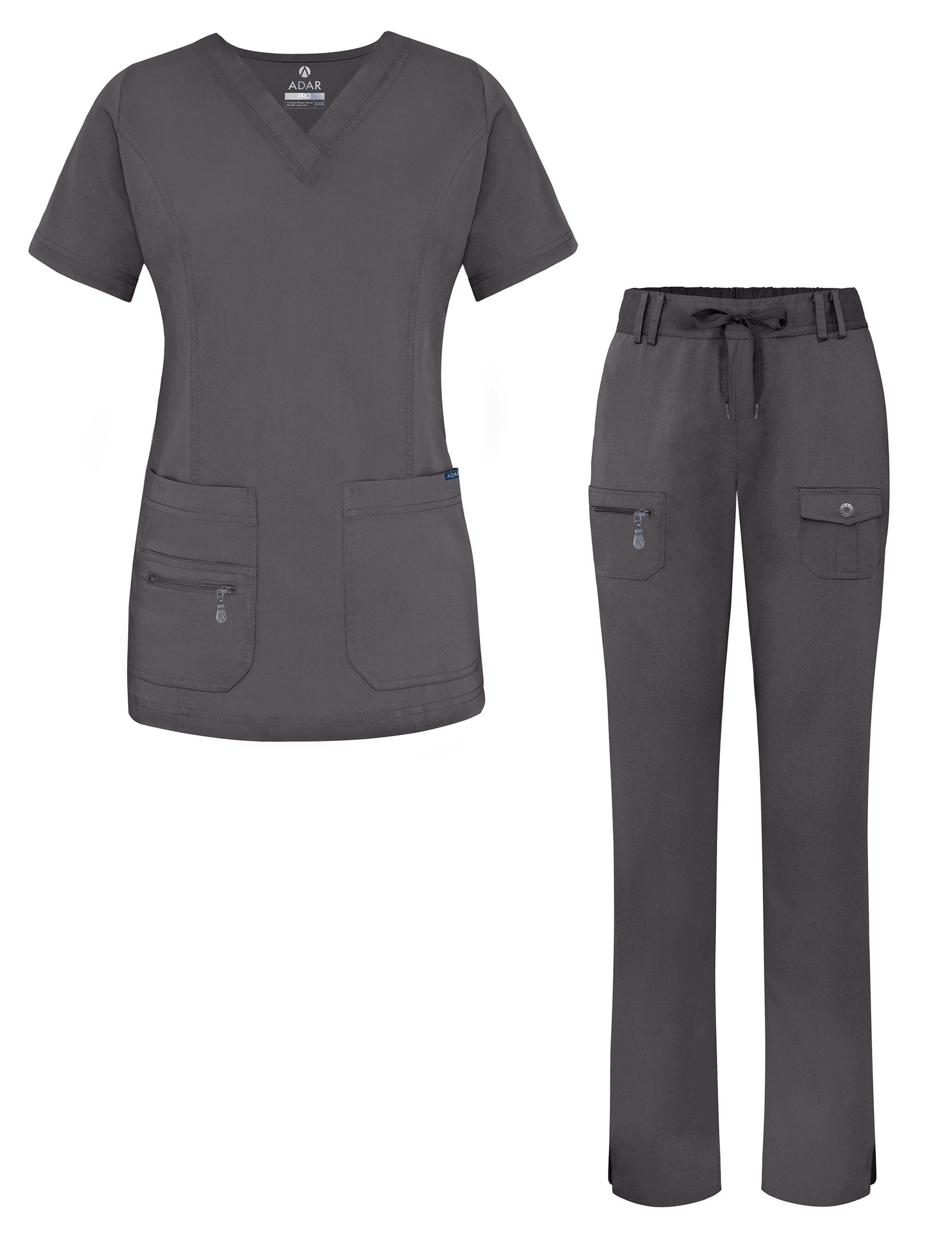 Adar Uniforms Women's Scrub Set - Enhanced V-Neck Top/Multi Pocket Pants